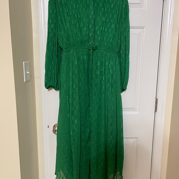 ANTHROPOLOGIE Allene Shimmer - Green Dress - Large - Picture 4 of 9